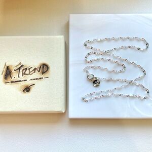 Silver 2mm Floral Link Women's Necklace - Premium Shine